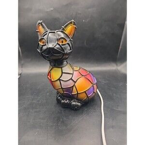 Cat Lamp Cats Series Art Night Light Retro Stained Resin Tabletop 3D Works